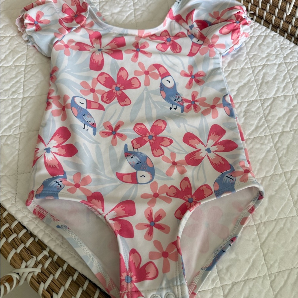 Carter's Pink and Blue Floral Kids Swim One Piece